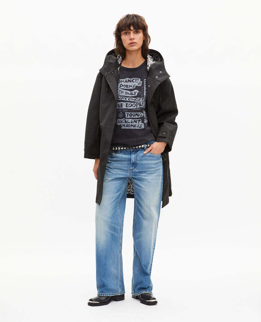 The Kooples FEMME BLACK parka longue &agrave; capuche noire