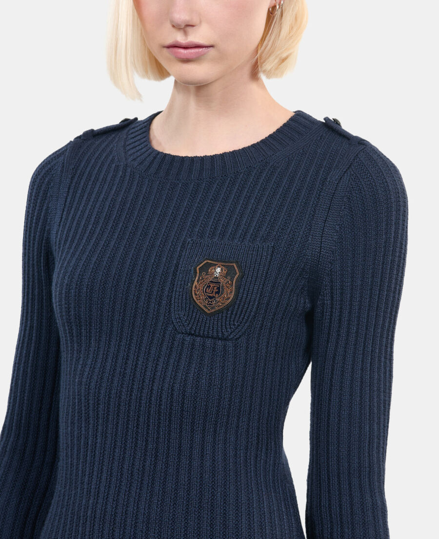 The Kooples FEMME DARK BLUE robe courte en maille bleu marine