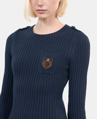 The Kooples FEMME DARK BLUE robe courte en maille bleu marine