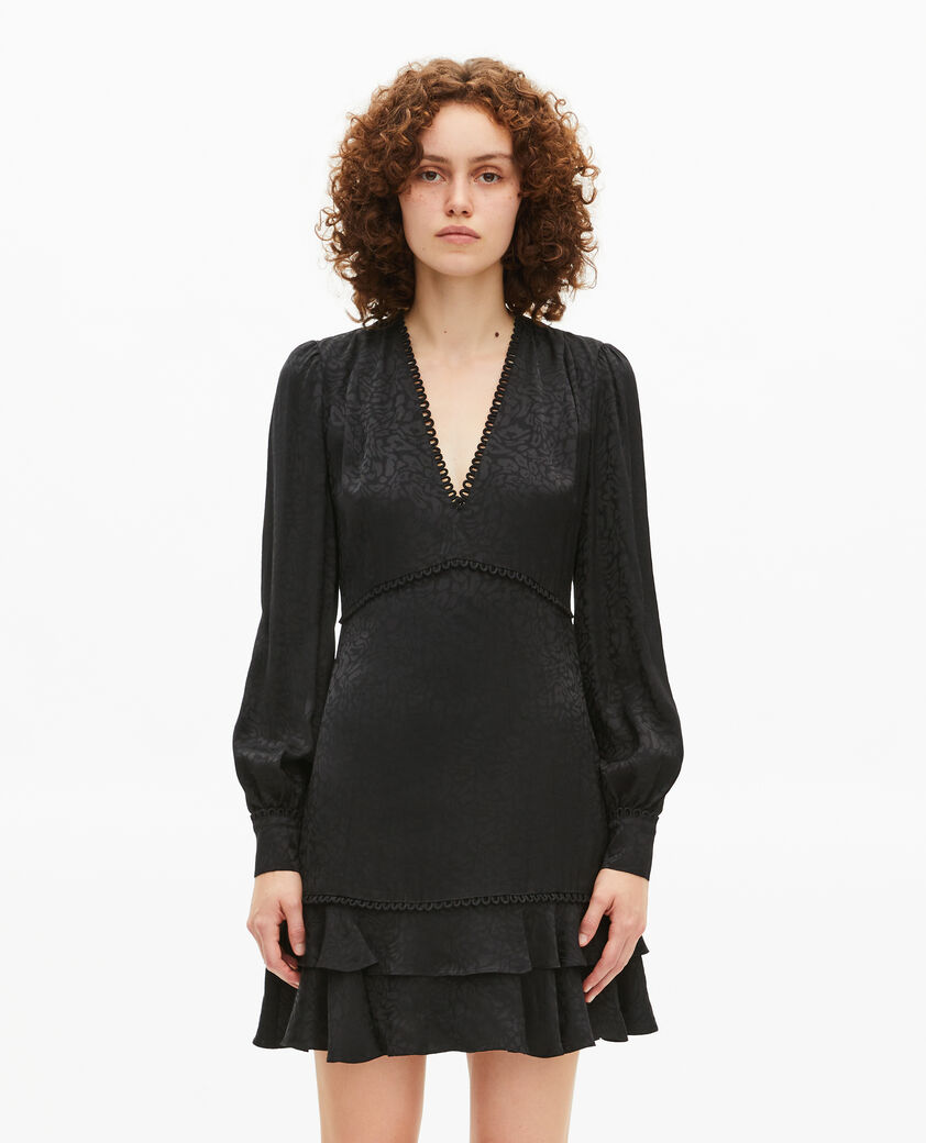 The Kooples WOMEN BLACK short black leopard jacquard dress