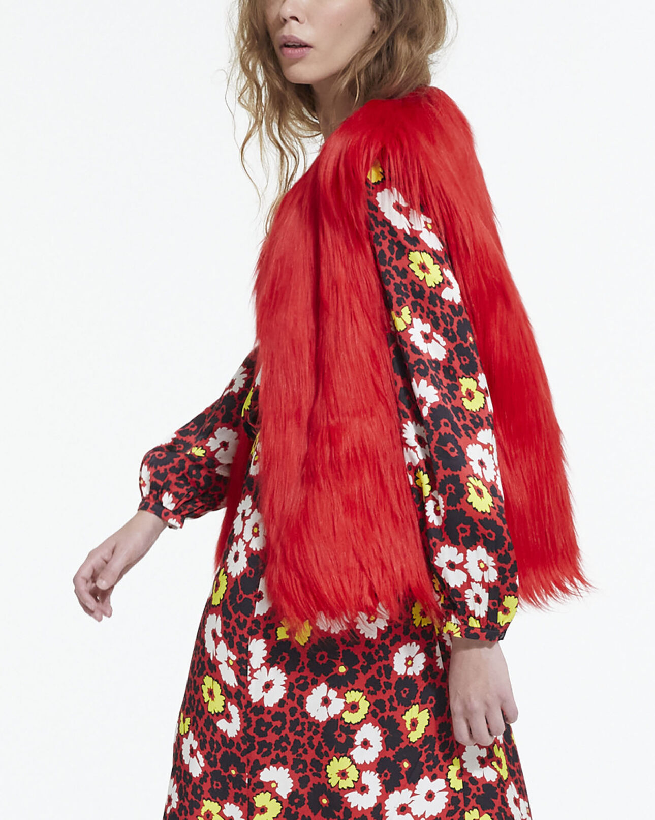 The Kooples WOMEN DARK RED red faux fur coat