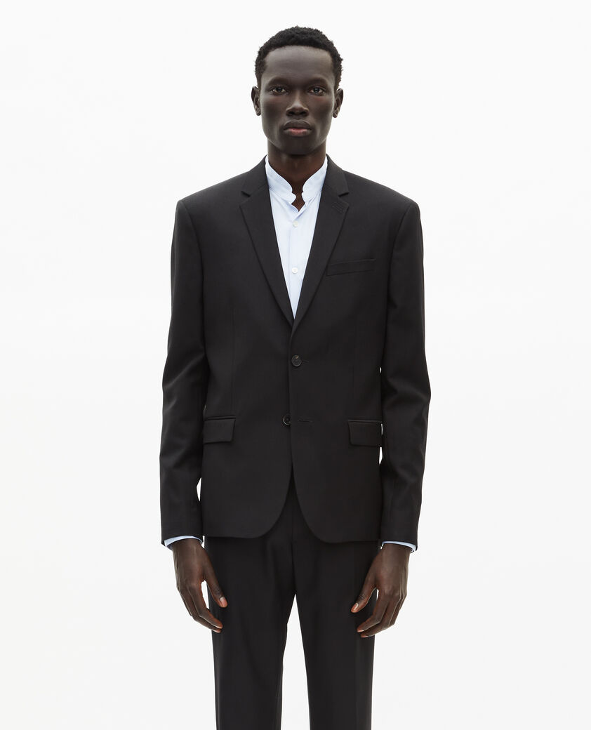The Kooples HOMME BLACK veste de costume en laine noire coupe tailleur ajust&eacute;e