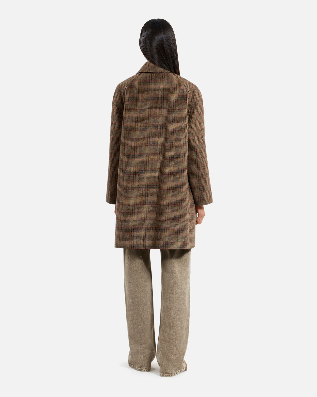 The Kooples WOMEN CHOCOLATE prince of wales brown wool coat