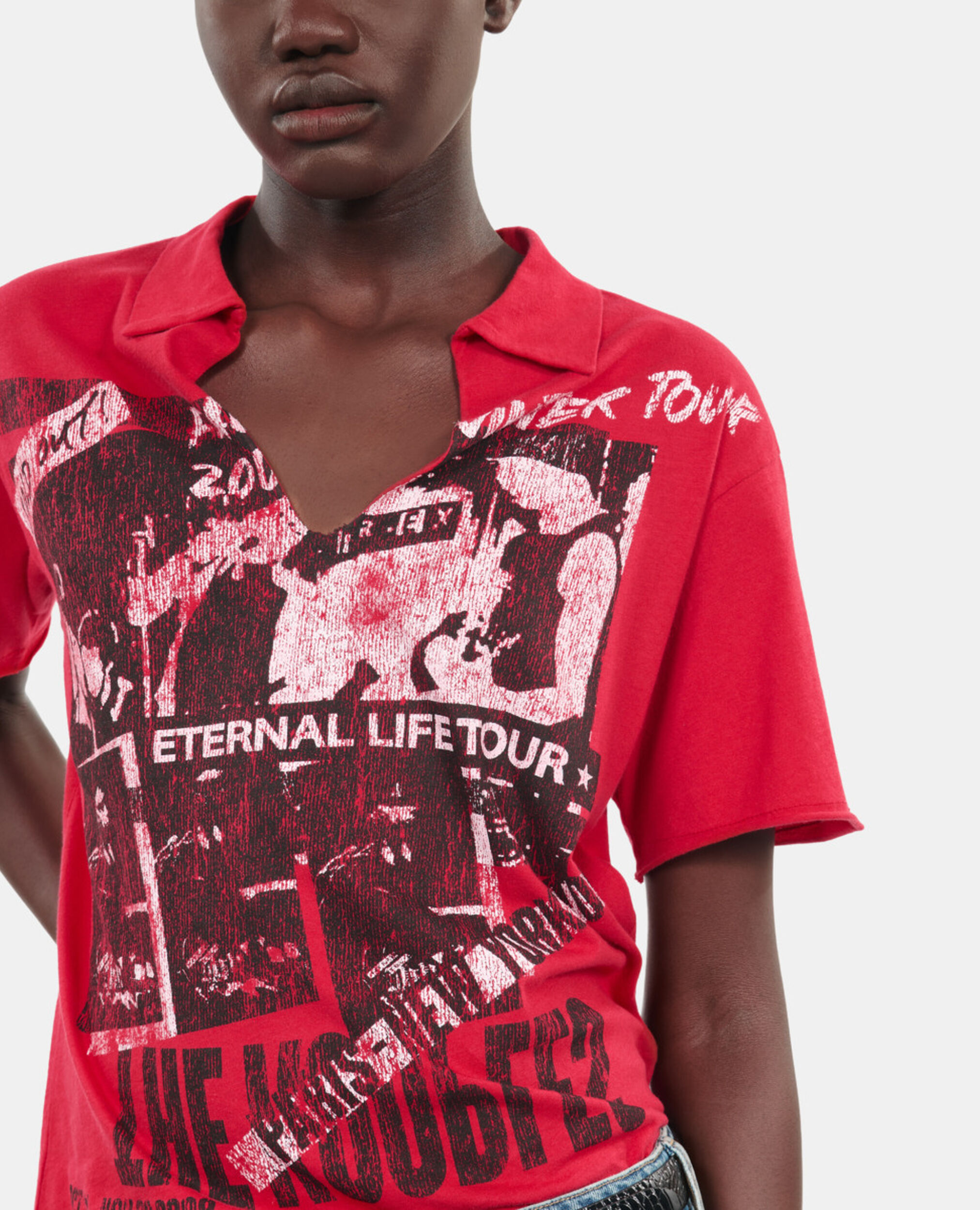 T-shirt avec sérigraphie rouge, RUBIS, hi-res image number null