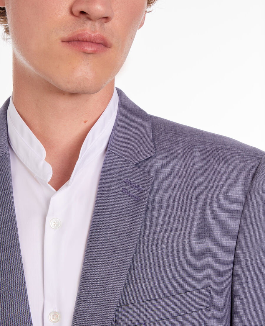 blue and grey checkered wool suit blazer