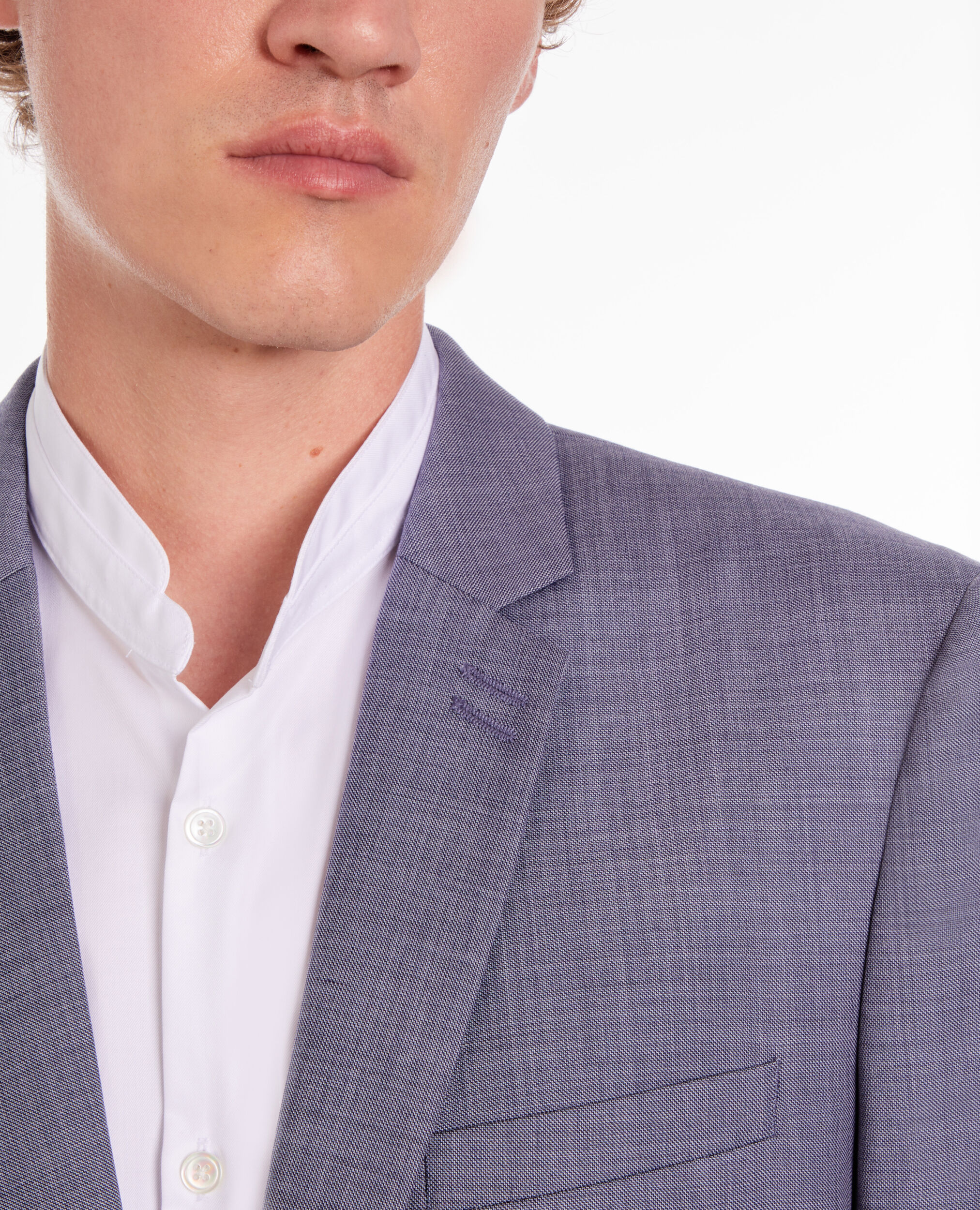 Blue and grey checkered wool suit blazer, LIGHT BLUE, hi-res image number null