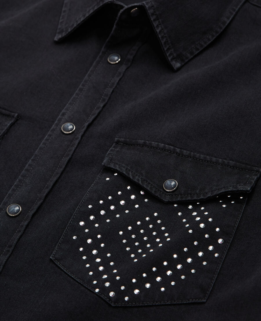black studded shirt with classic collar