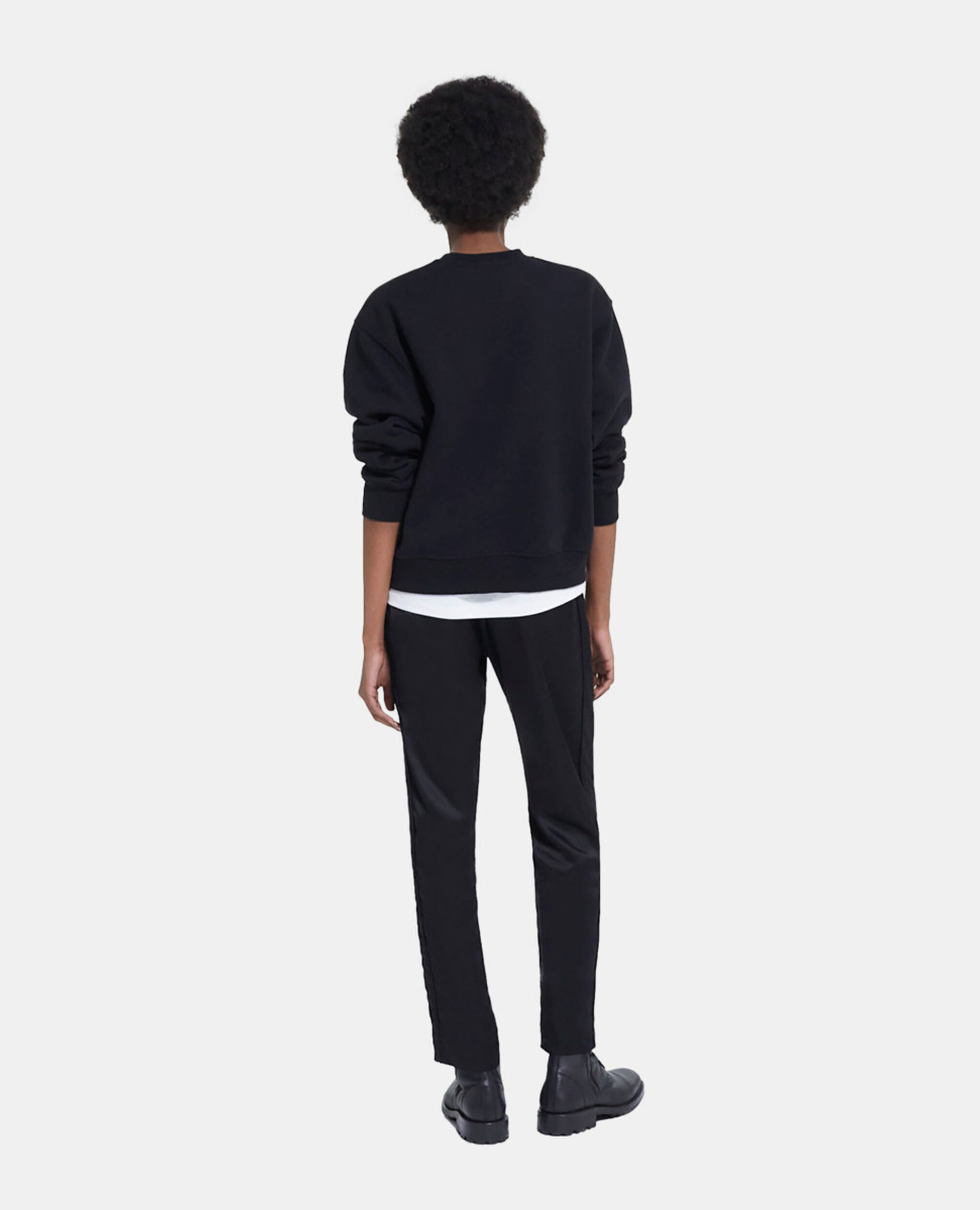 Schwarzes Sweatshirt mit Siebdruck, BLACK, hi-res image number null