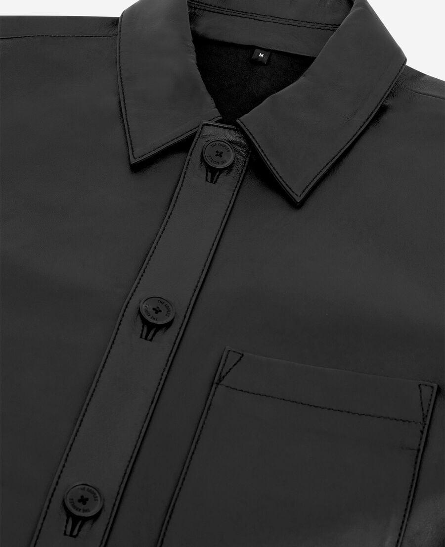 The Kooples HOMME BLACK chemise en cuir noire
