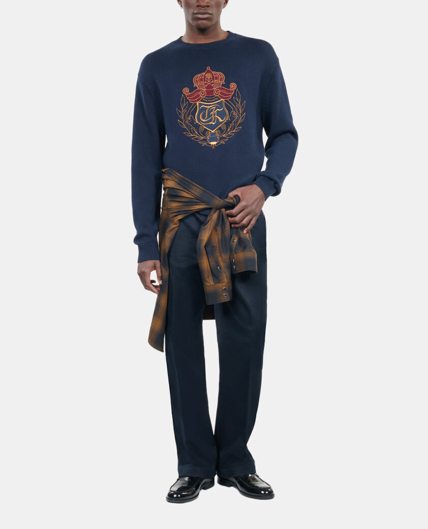 The Kooples HOMME NAVY pull en coton bleu marine