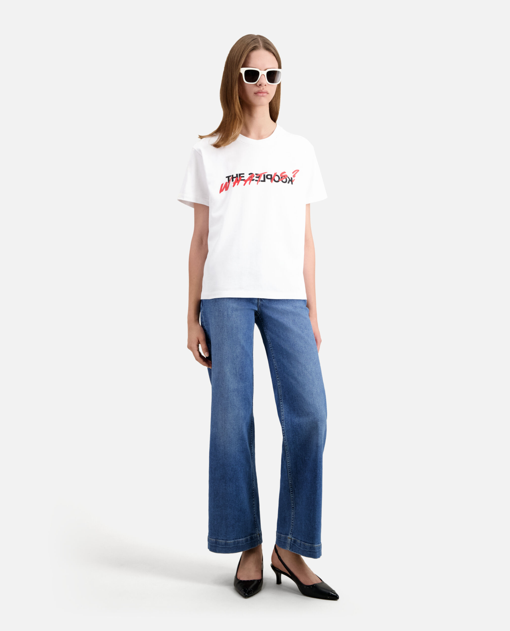 Weißes T-Shirt „What is“ für Damen, WHITE, hi-res image number null