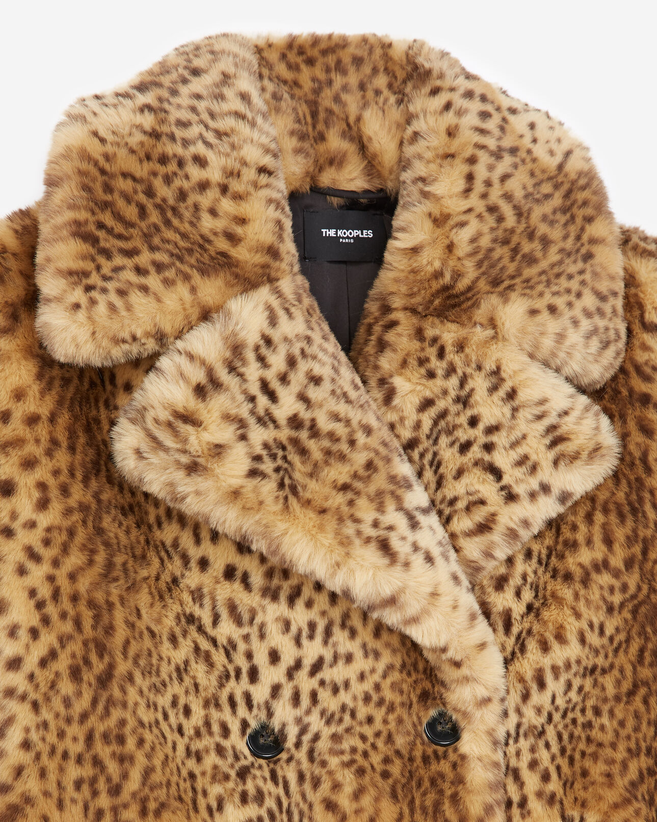 The Kooples WOMEN BROWN long leopard-print faux fur coat
