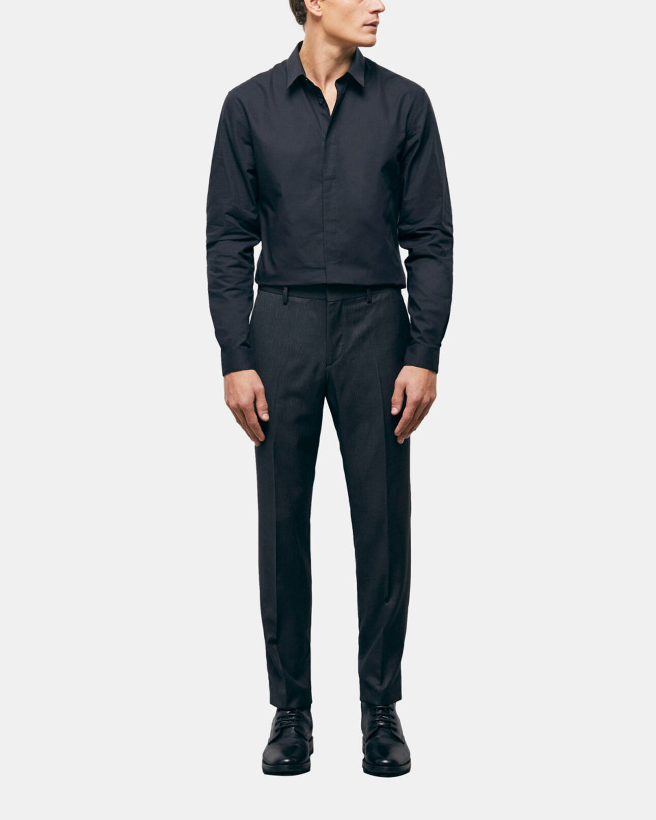 The Kooples HERREN BLACK GREY gestreifte anzughose aus wolle