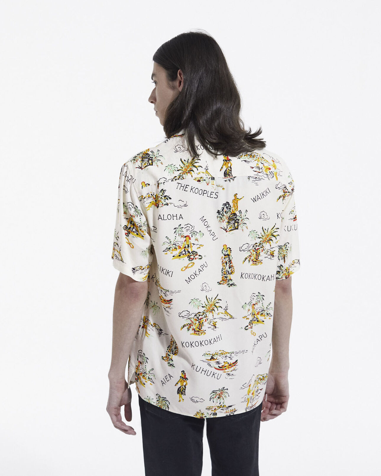 The Kooples MEN ECRU BLACK men’s ecru shirt with floral print