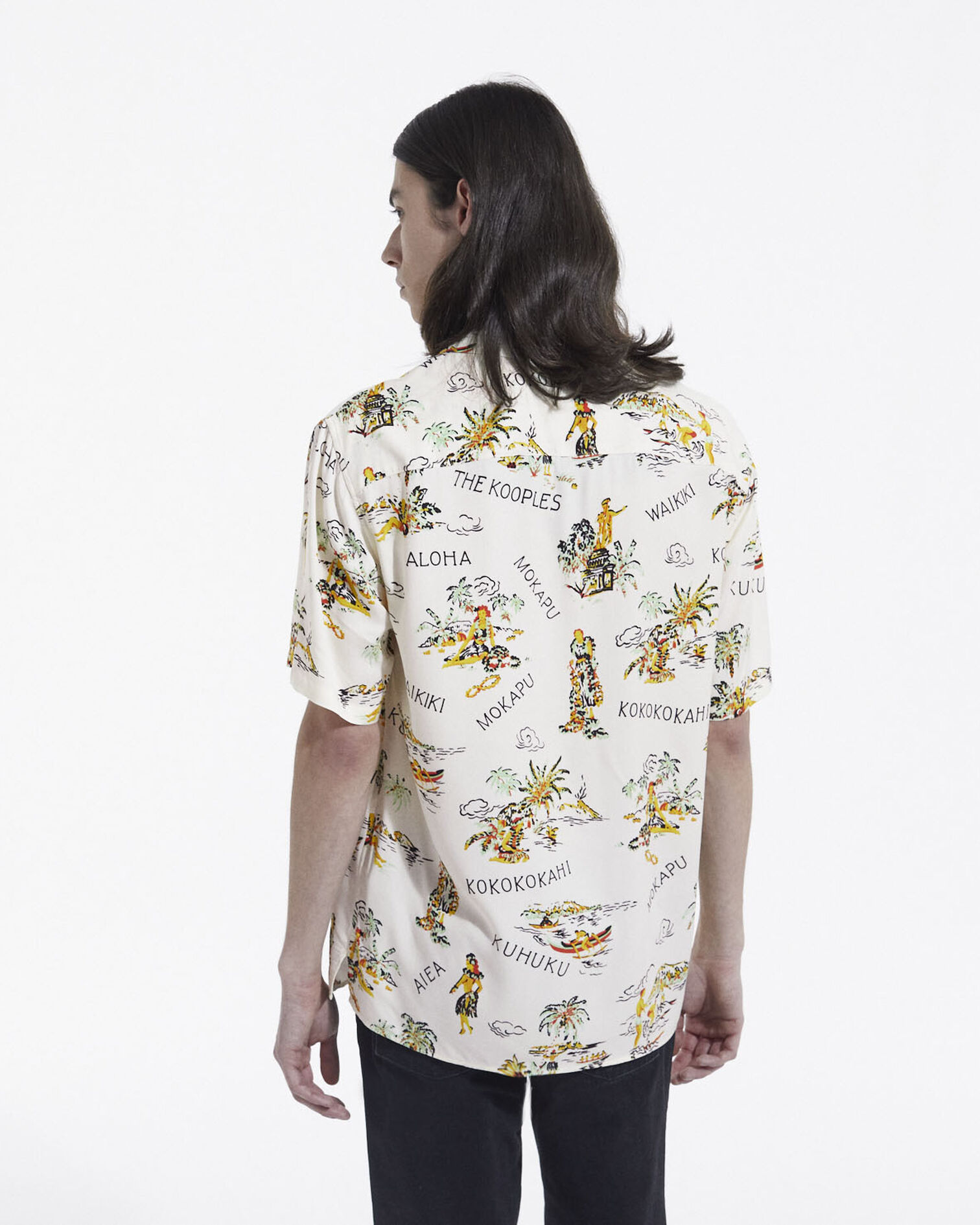 Men’s ecru shirt with floral print, ECRU BLACK, hi-res image number null