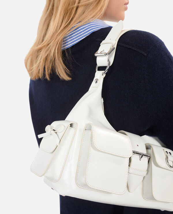 The Kooples FEMME WHITE sac amelia en cuir craquelé blanc
