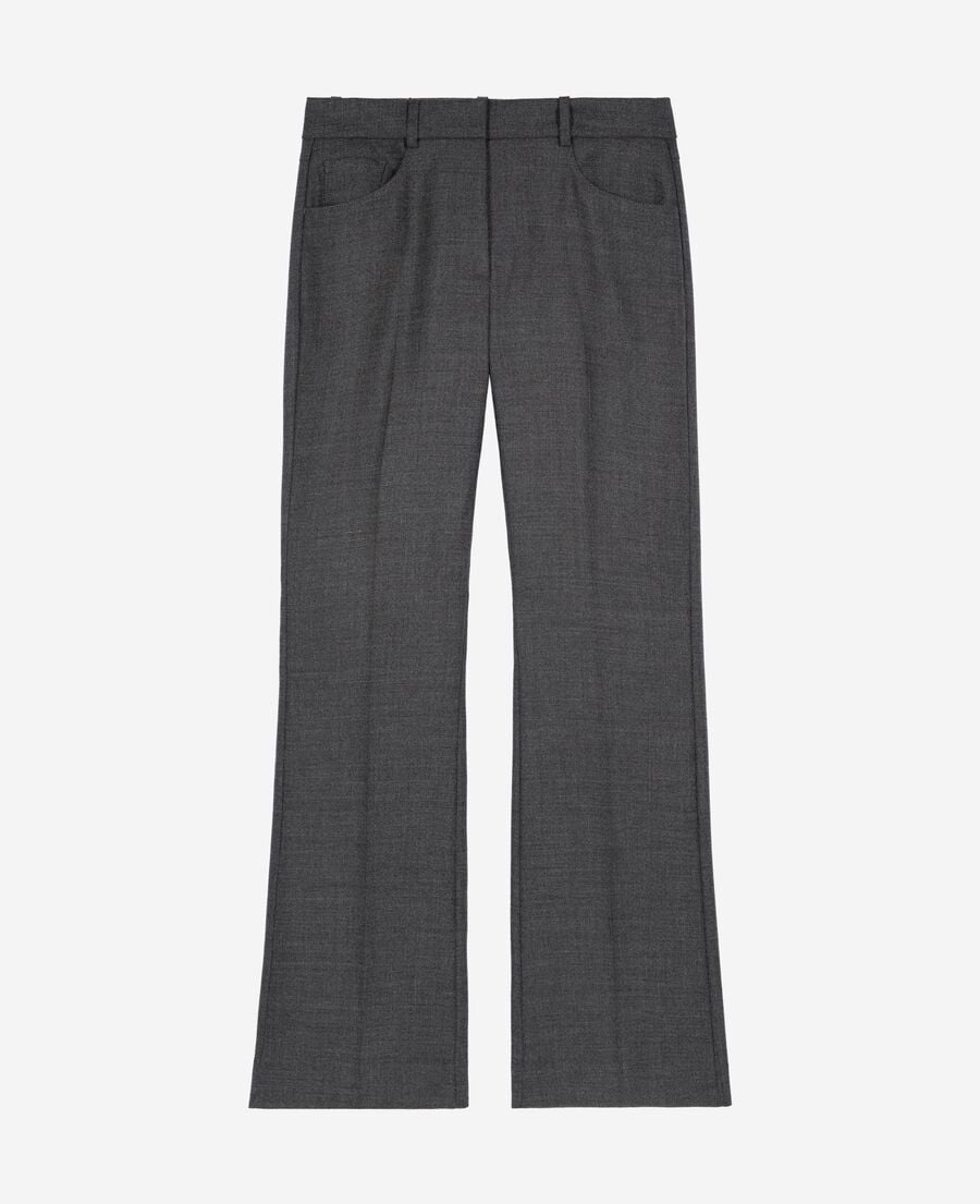 The Kooples WOMEN BLACK dark gray wool bootcut tailored pants