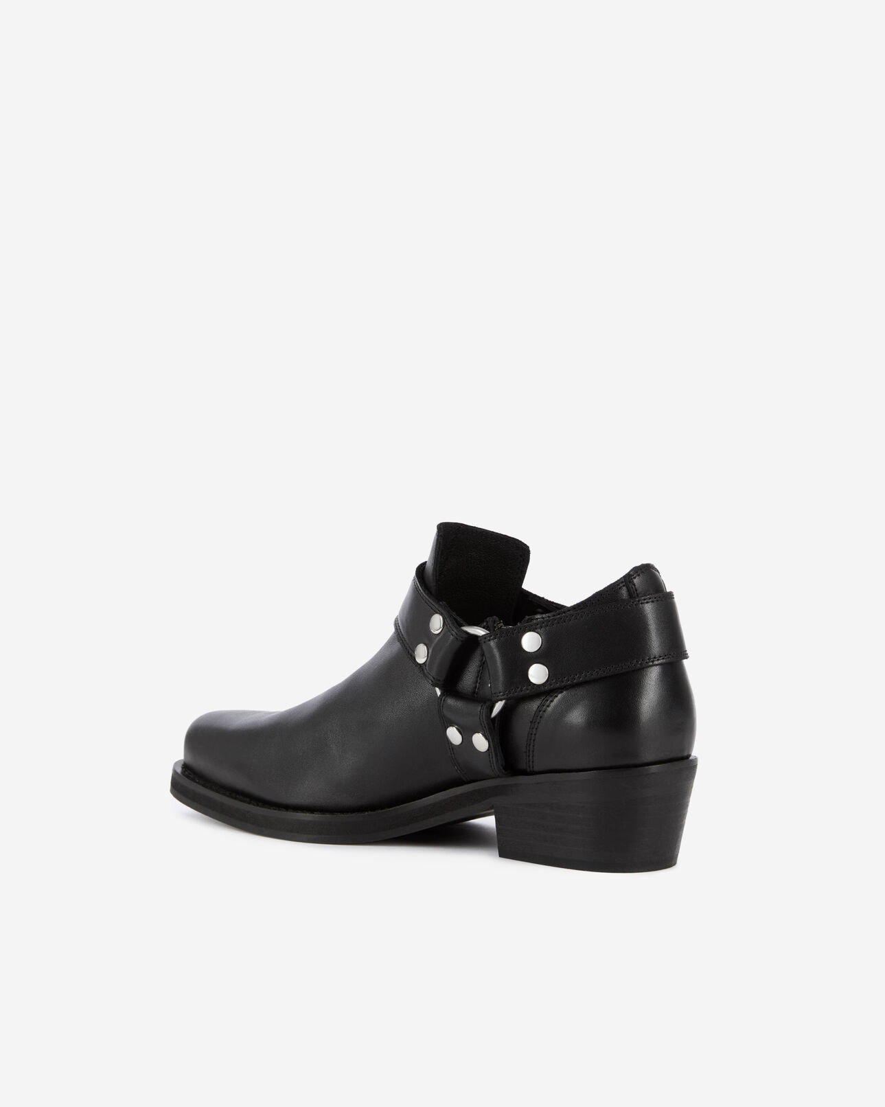 The Kooples WOMEN BLACK low ankle boots with black leather straps