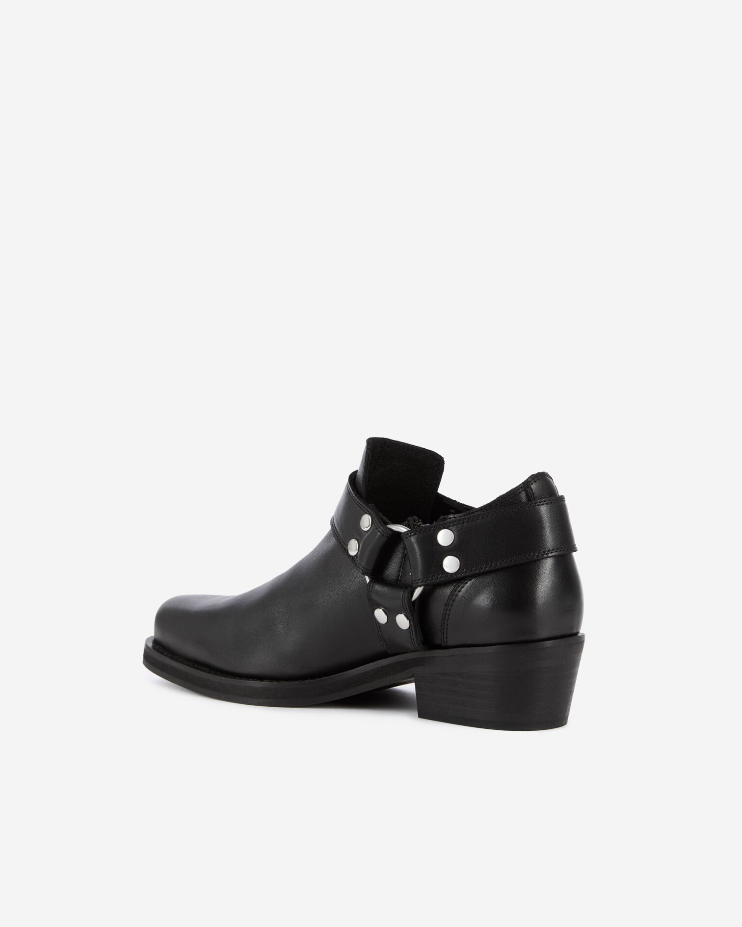 Low ankle boots with black leather straps, BLACK, hi-res image number null