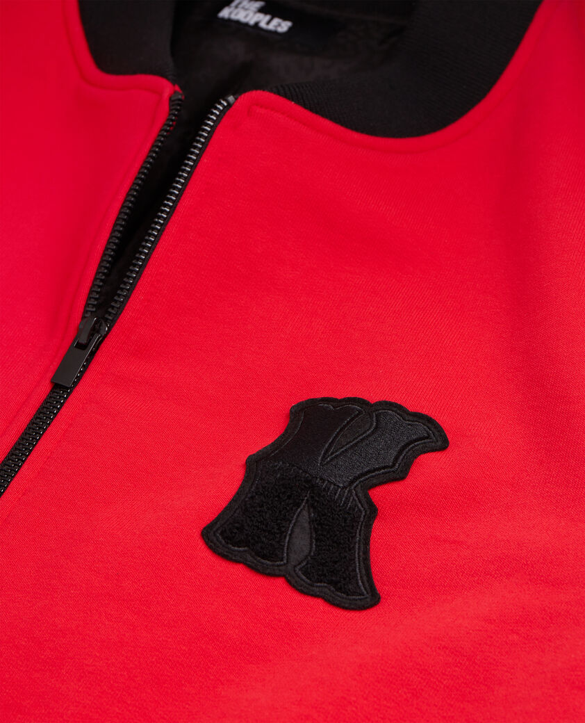 The Kooples HERREN RED / WHITE jacke mit leder und stickereien