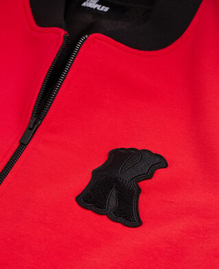 The Kooples HERREN RED / WHITE jacke mit leder und stickereien