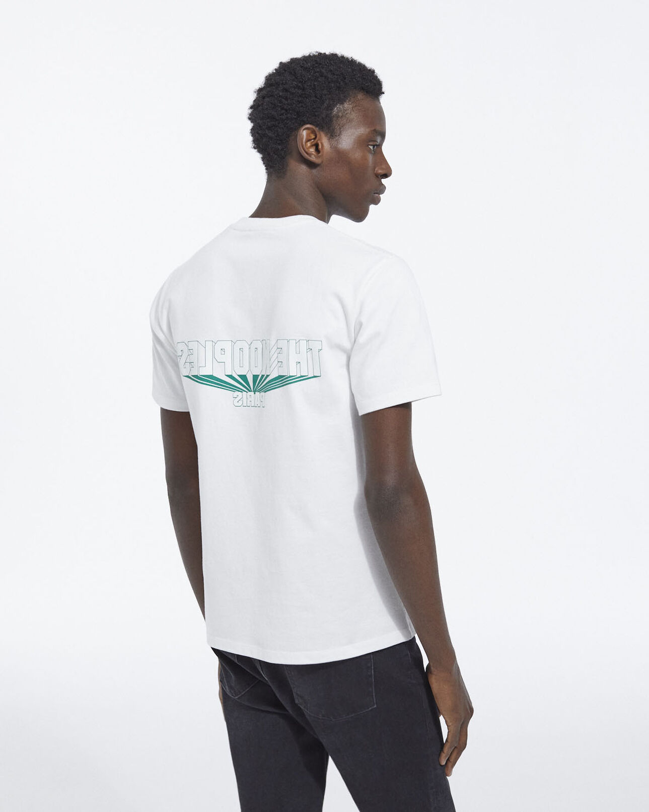 The Kooples MEN WHITE white cotton t-shirt with green 3d logo