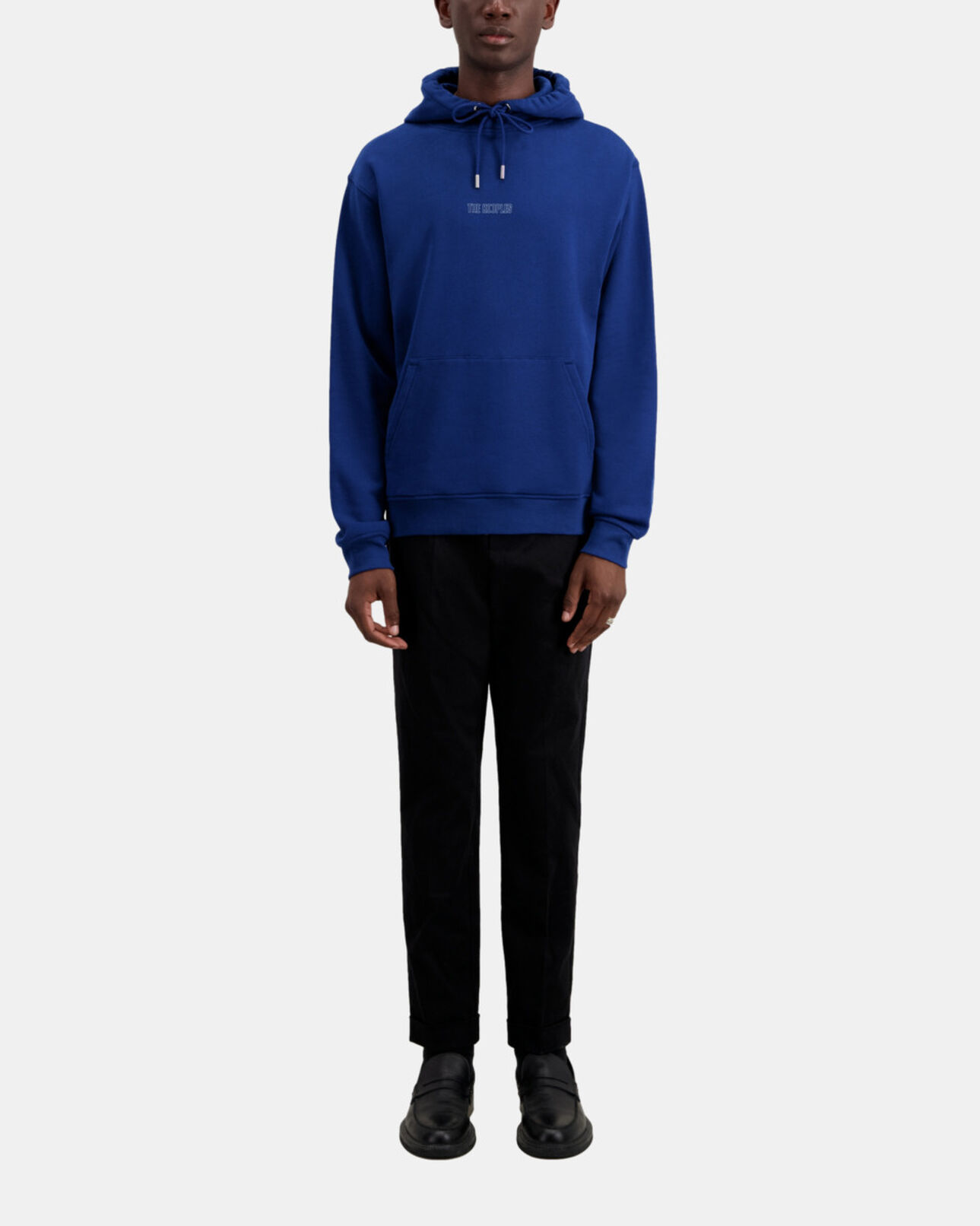 The Kooples MEN ROYAL BLUE - DARK NAVY bright blue logo hoodie