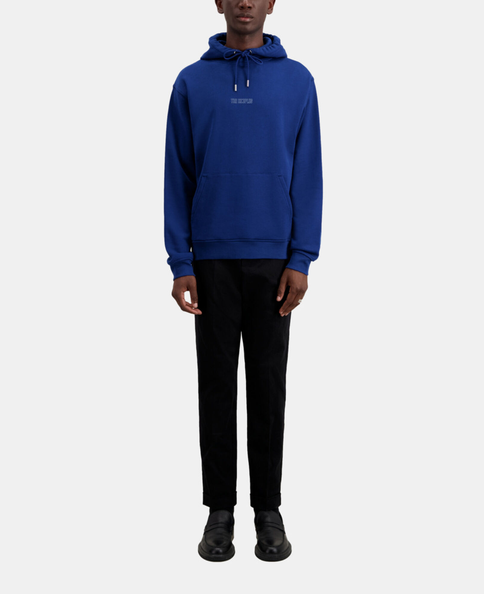 The Kooples MEN ROYAL BLUE - DARK NAVY bright blue logo hoodie