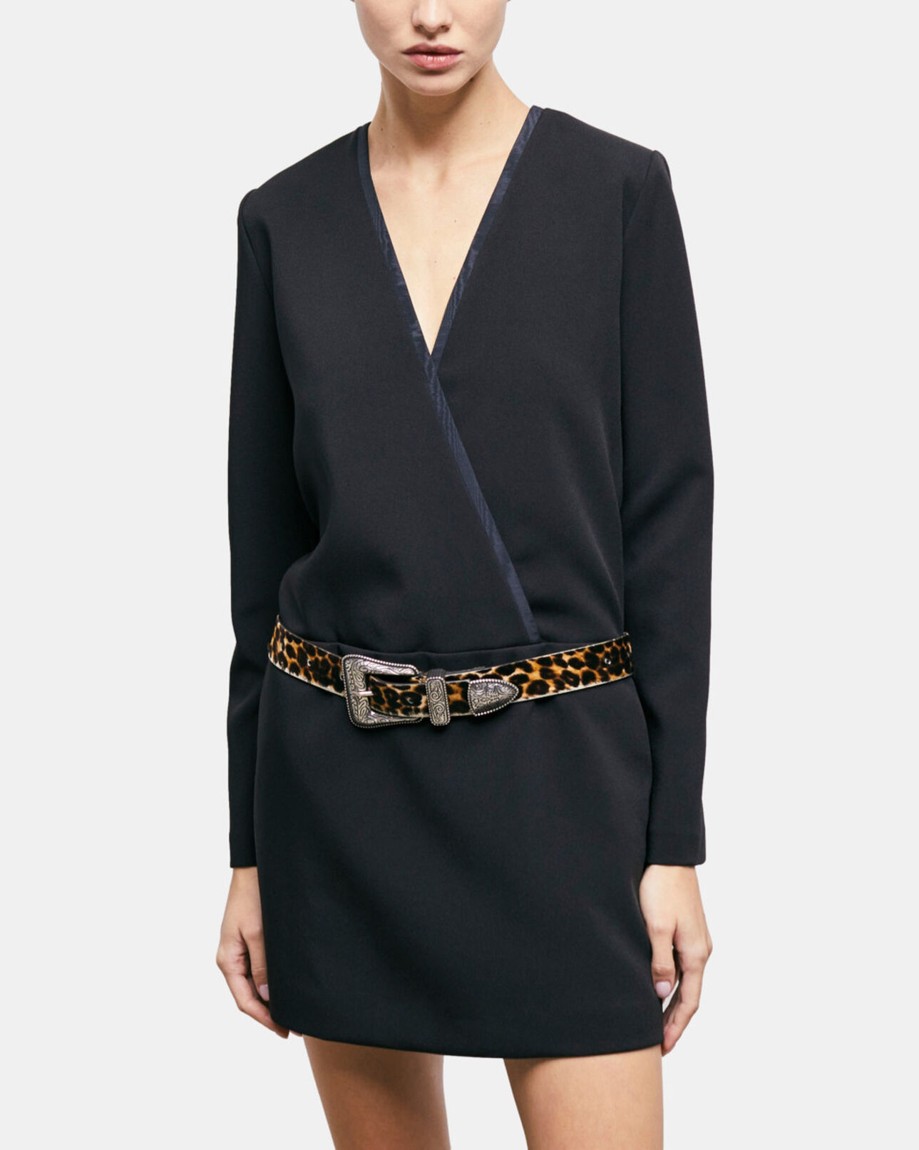 The Kooples FEMME BLACK robe courte croisée noire