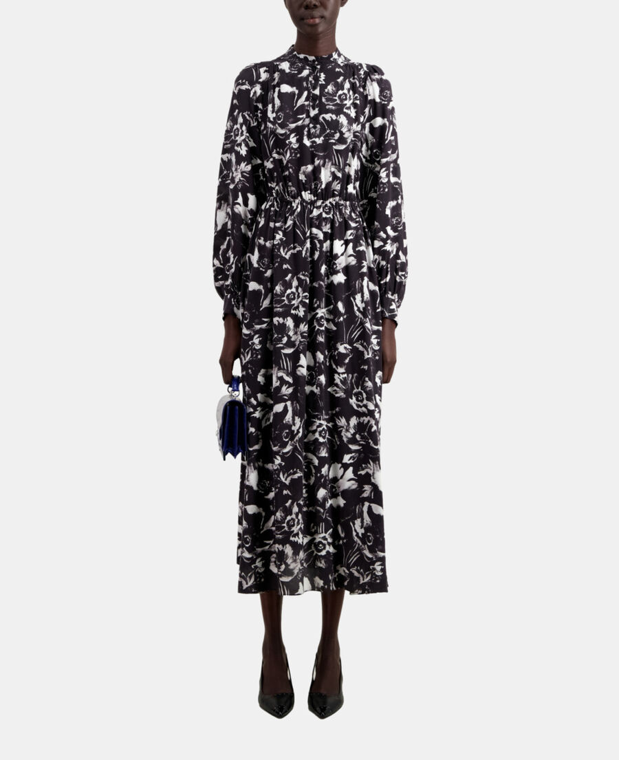 The Kooples WOMEN BLACK WHITE long printed dress