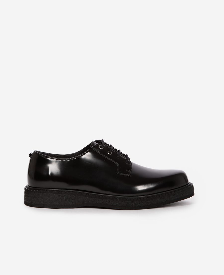 The Kooples H BLACK black leather derbies with eyelets