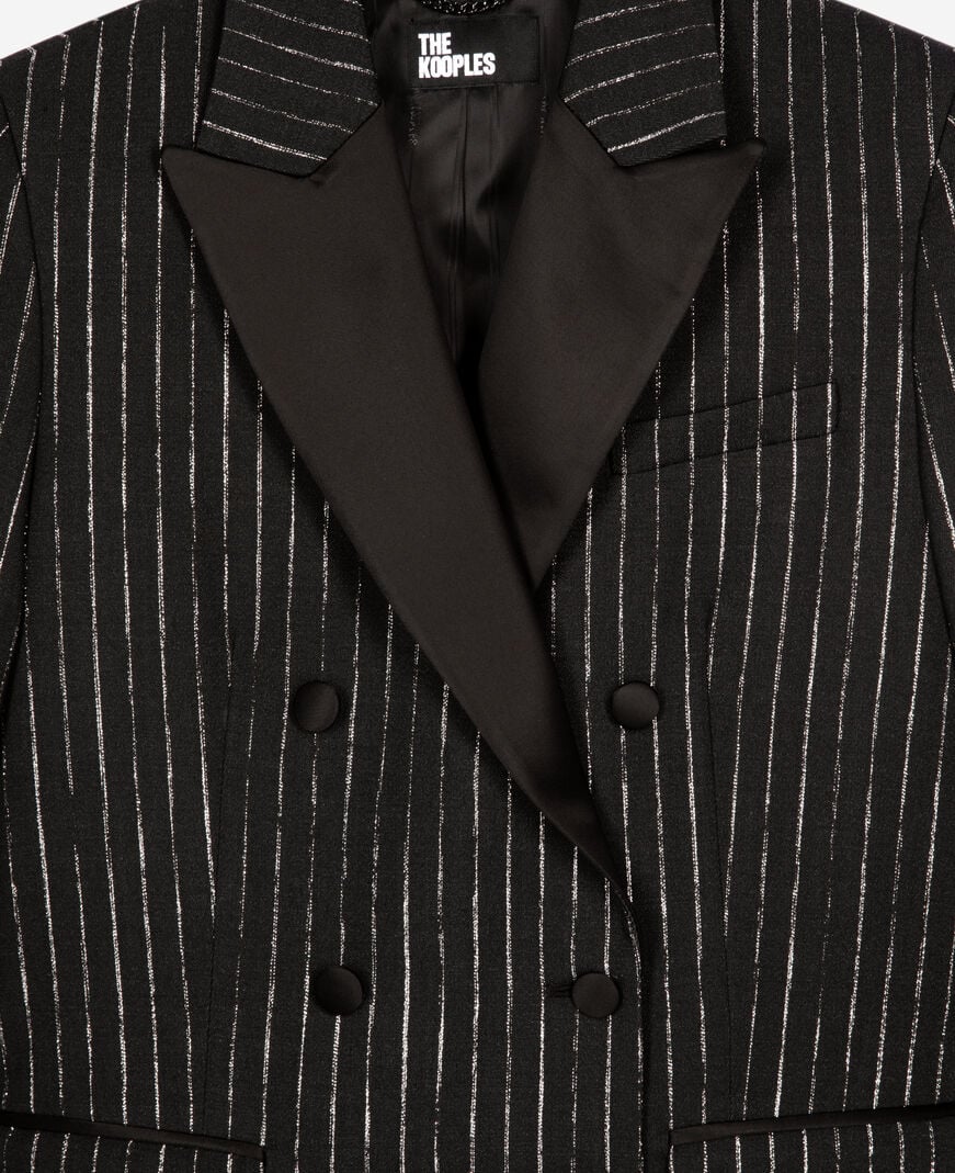 The Kooples WOMEN BLACK black pinstripe suit jacket