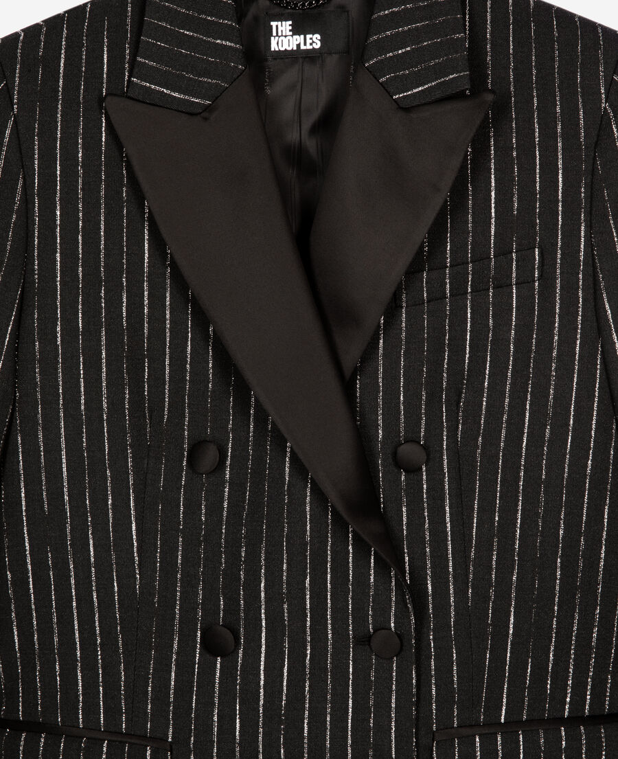 The Kooples WOMEN BLACK black pinstripe suit jacket