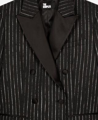 The Kooples WOMEN BLACK black pinstripe suit jacket