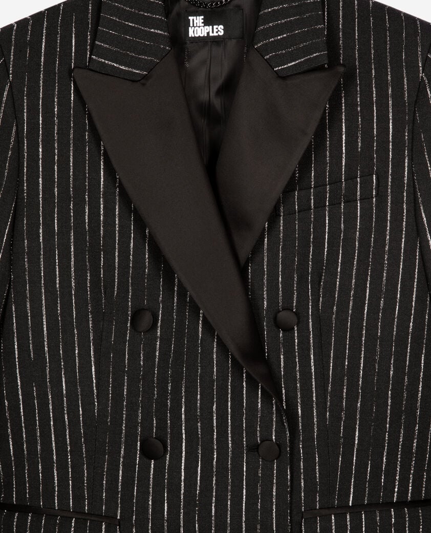 The Kooples FEMME BLACK veste tailleur à rayures noire