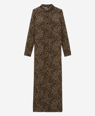 The Kooples FEMME LEOPARD robe longue en soie l&eacute;opard