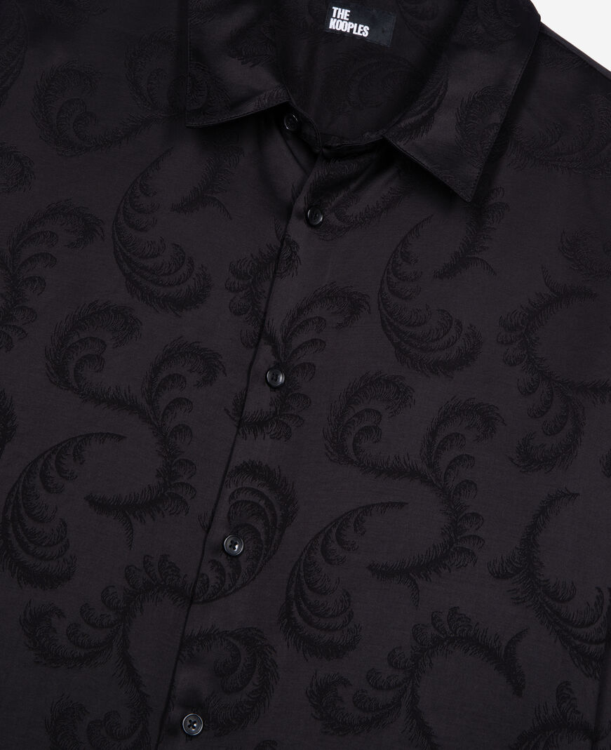 The Kooples MEN BLACK black feather print jacquard shirt