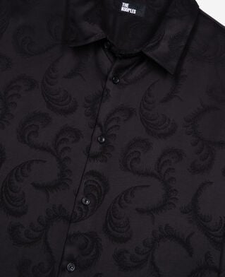The Kooples MEN BLACK black feather print jacquard shirt