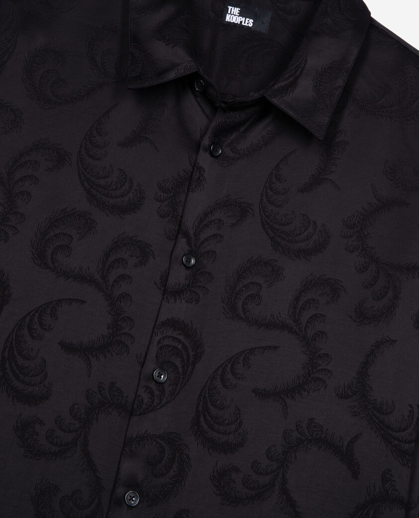The Kooples H BLACK black feather print jacquard shirt
