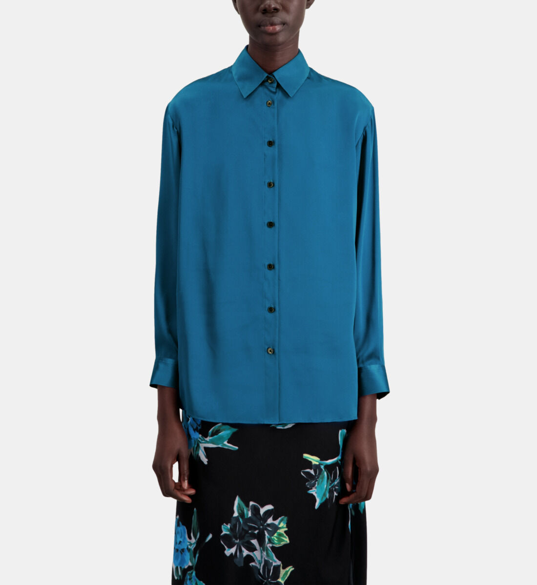 Blue silk shirt