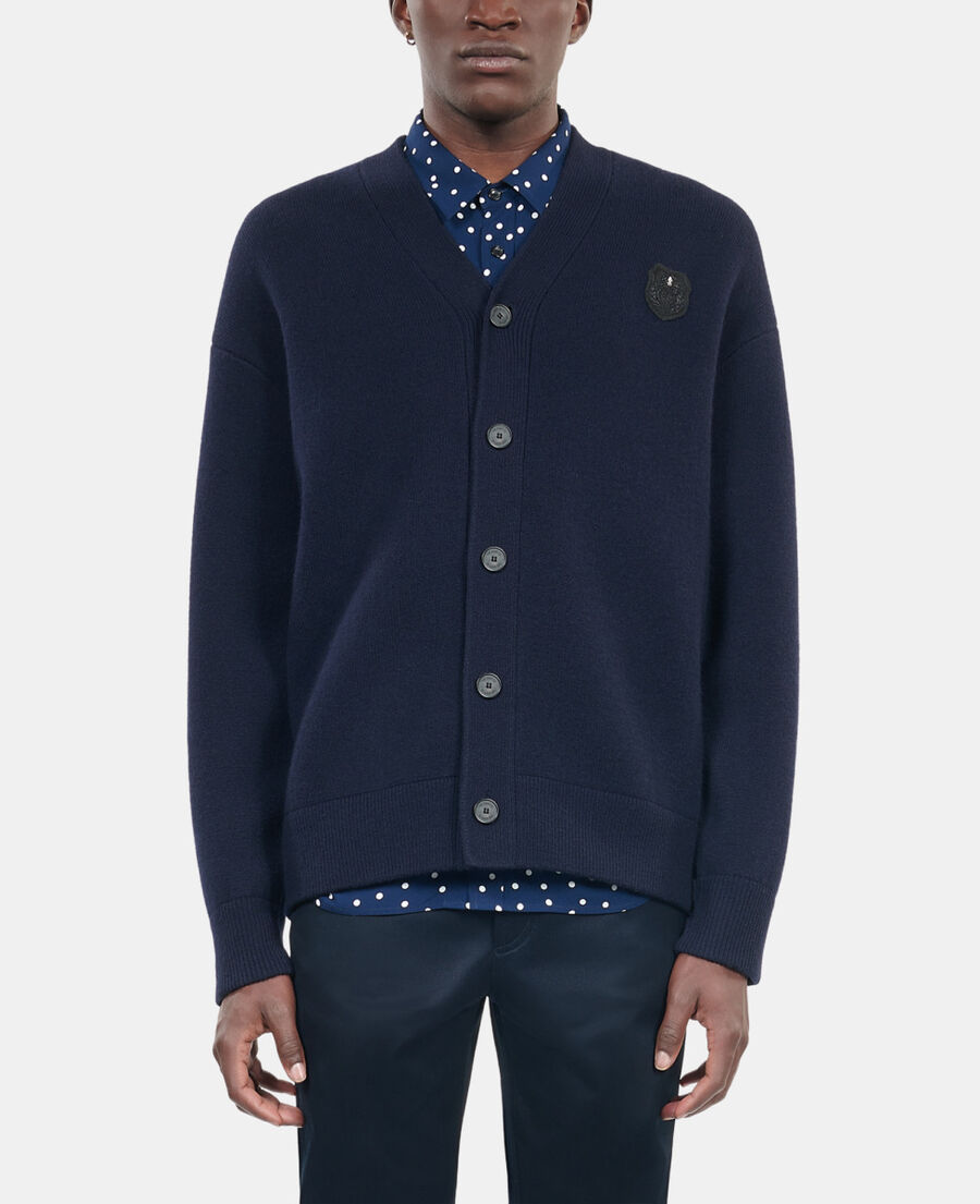 The Kooples MEN NAVY navy blue wool cardigan