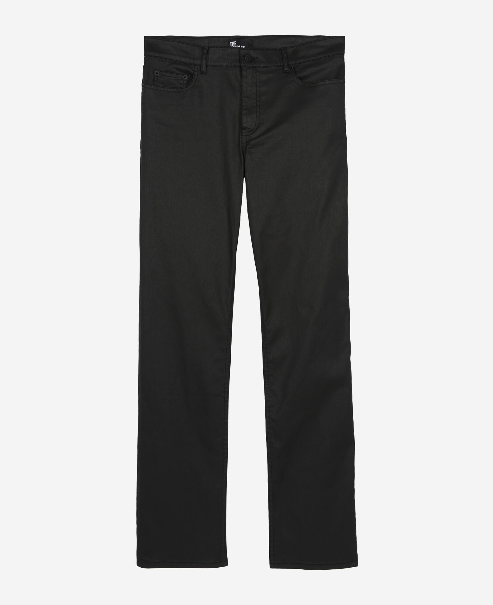 The Kooples MEN BLACK black leather-effect straight-cut jeans