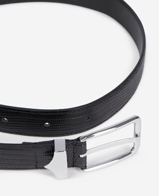 The Kooples HOMME BLACK ceinture en cuir effet crocodile noir