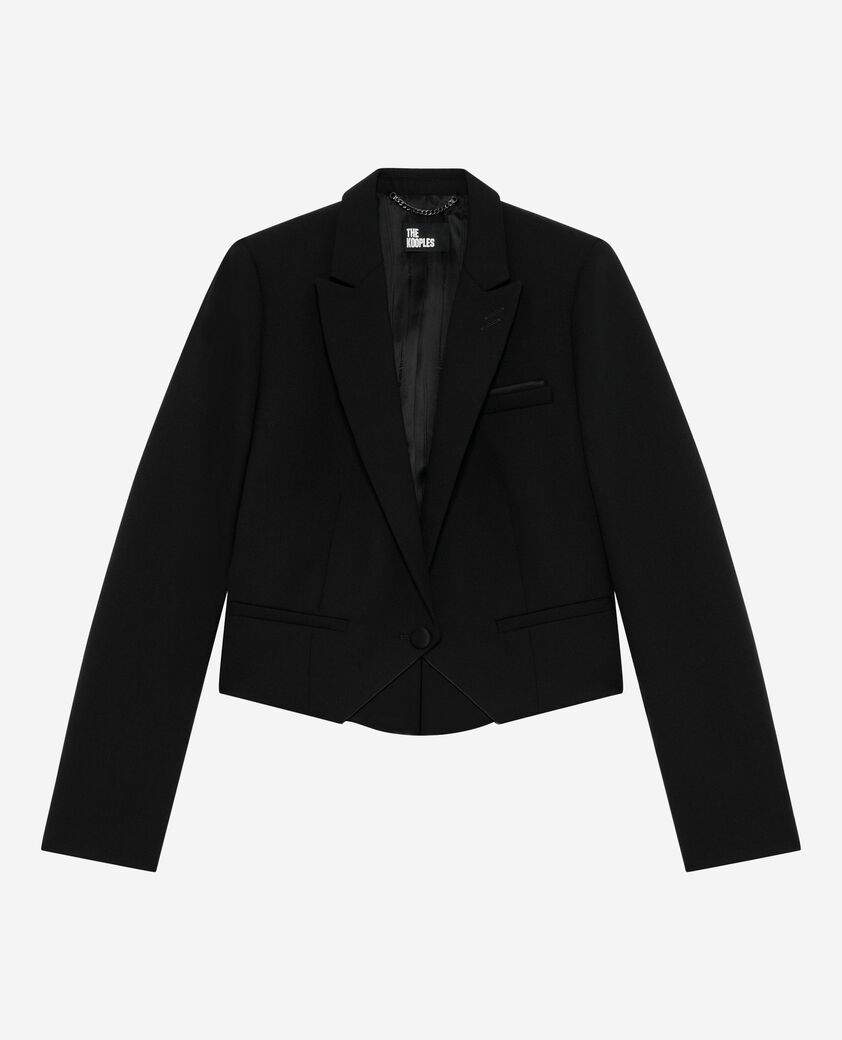 The Kooples MUJER BLACK chaqueta corta asim&eacute;trica negra