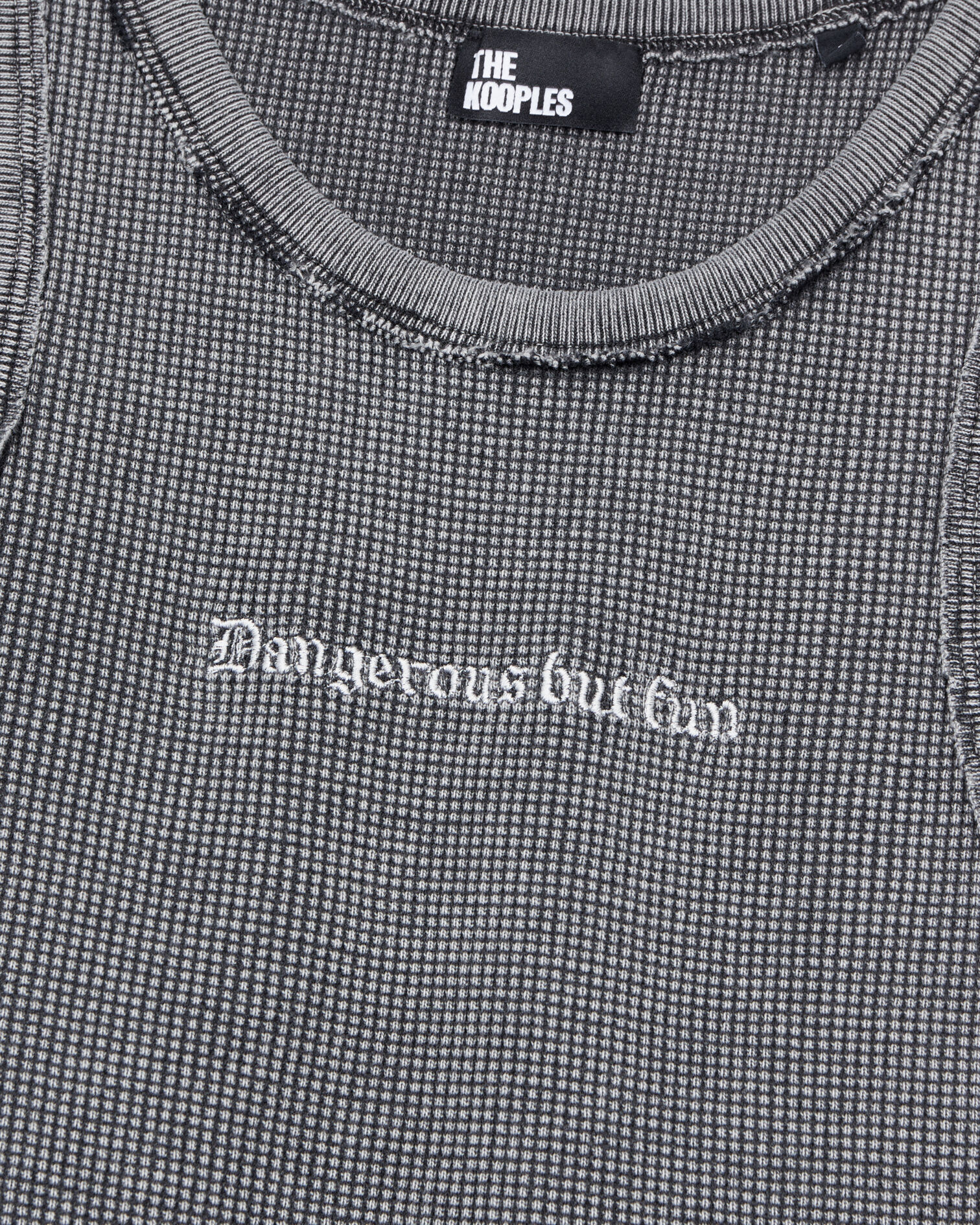 Black tank top with Dangerous but fun serigraphy, BLACK WASHED, hi-res image number null