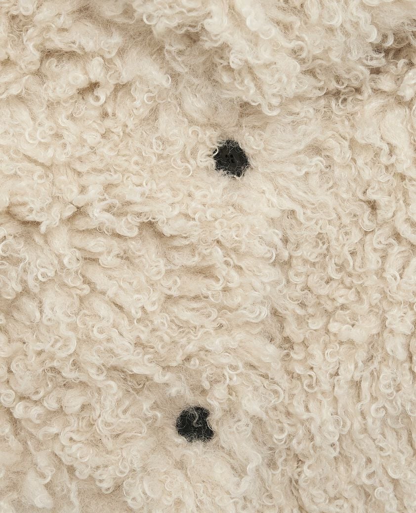 The Kooples FEMME ECRU manteau court effet fourrure écru