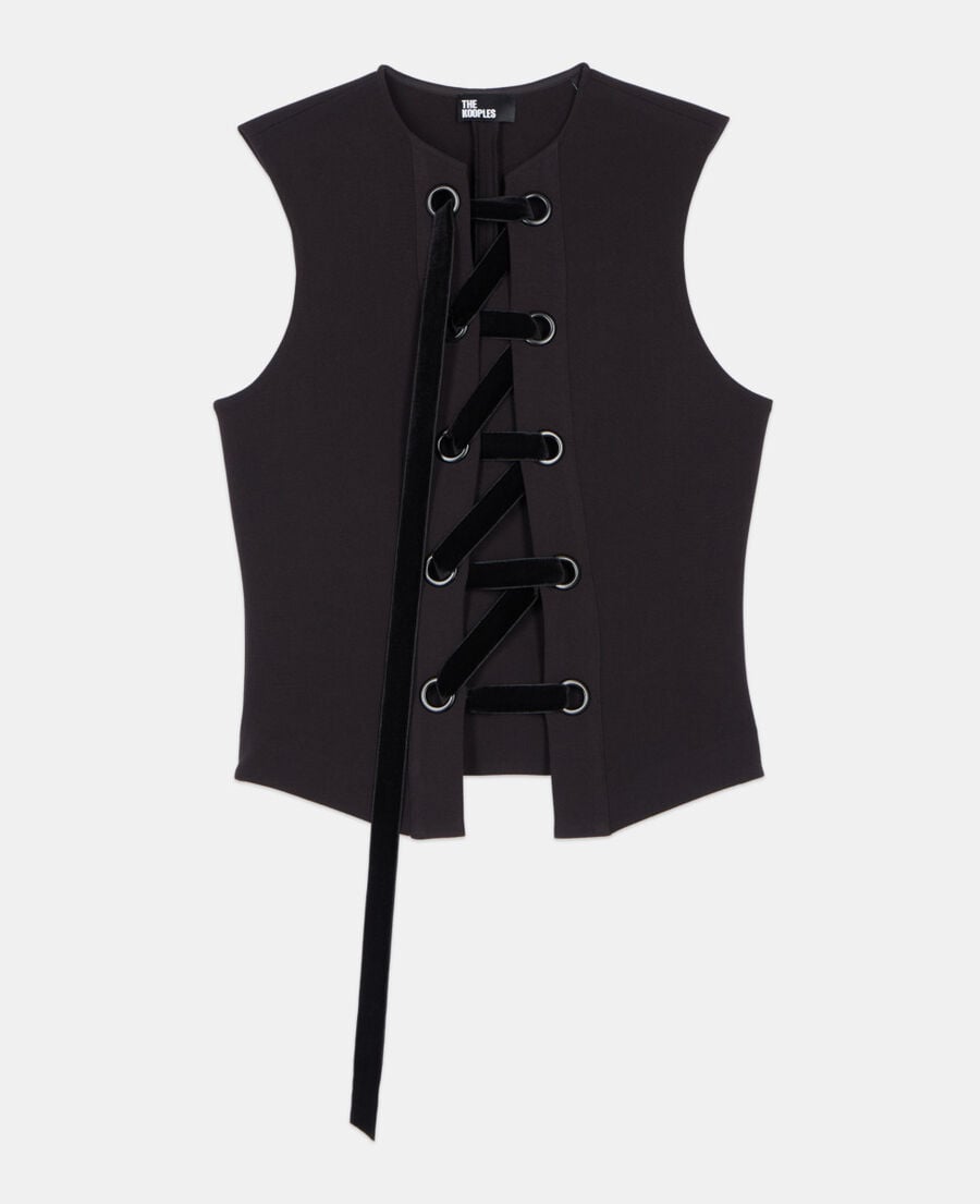 The Kooples DAMEN BLACK schwarzes oberteil mit schnürung