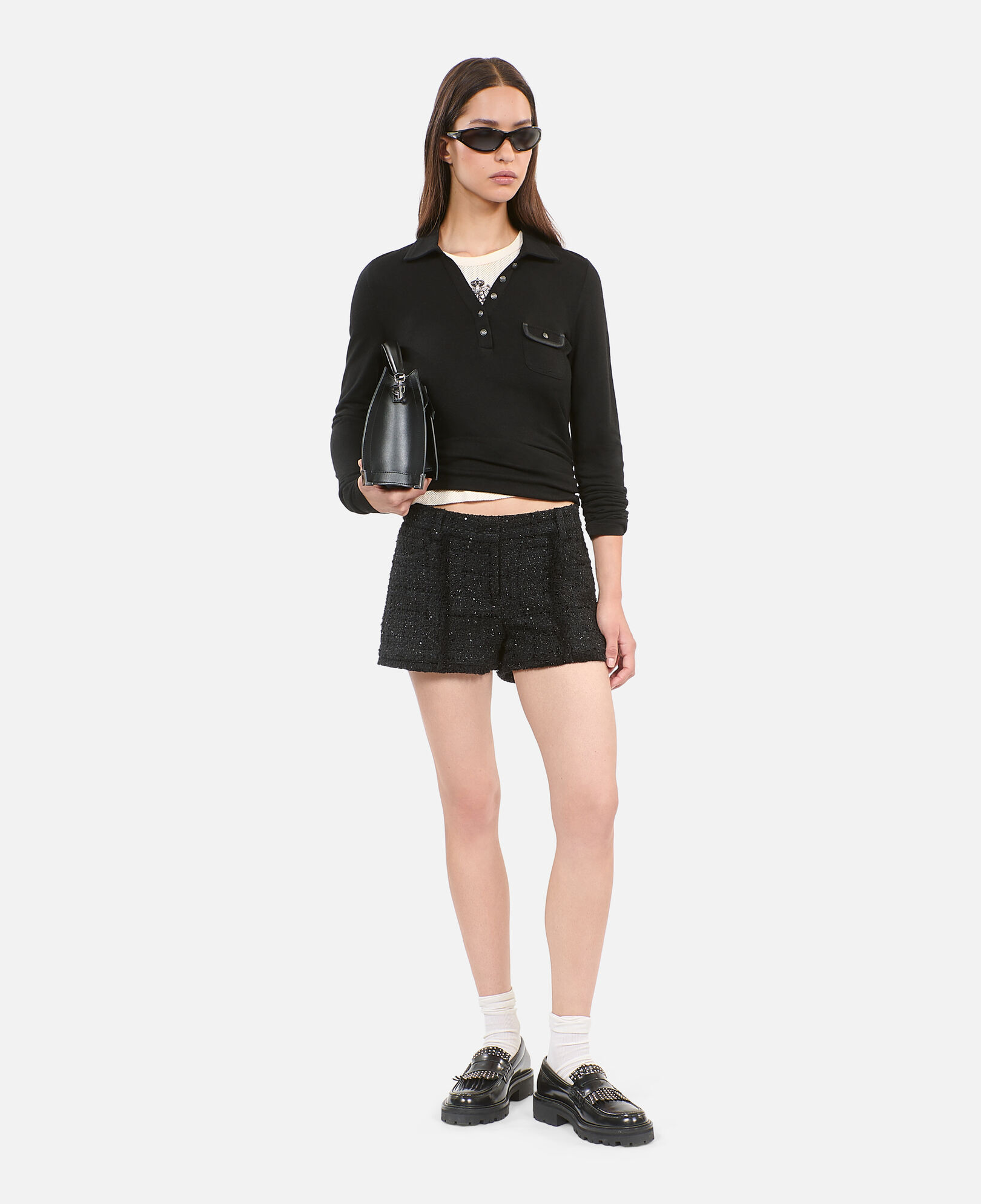 The Kooples FEMME BLACK polo manches longues noir