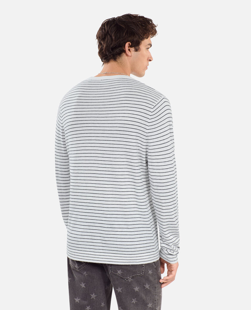 The Kooples HERREN WHITE / BLUE pullover aus wolle und kaschmir mit wappen