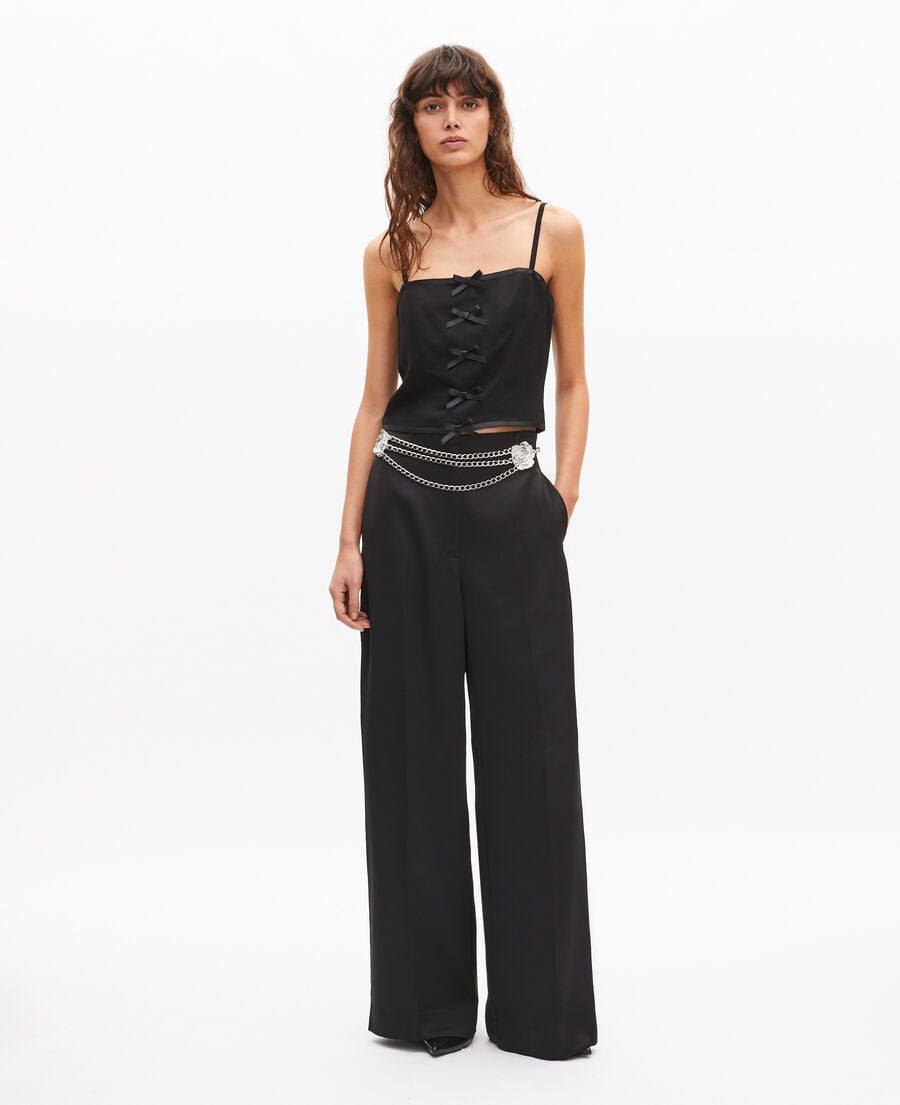 The Kooples FEMME BLACK top avec d&eacute;tails de n&oelig;uds noir